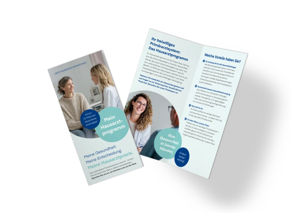 Patientenflyer zum Primärarztsystem. Alle Vorteile und Eckpunkte für Sie und Ihre Patientinnen und Patienten im handlichen Format.