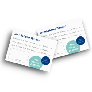 Terminblöcke im HZV-Design: Praktisch, modern und ideal, um Patienten dezent auf das Primärarztsystem hinzuweisen.